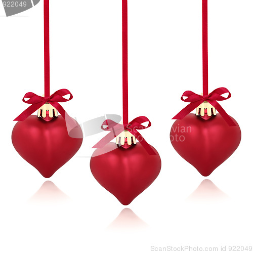 Image of Red Heart Christmas Baubles