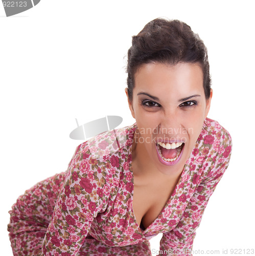 Image of beautiful woman, screaming