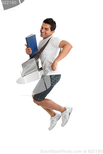 Image of Excited University Student Jumping