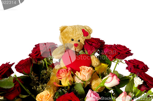 Image of Teddy bear and roses