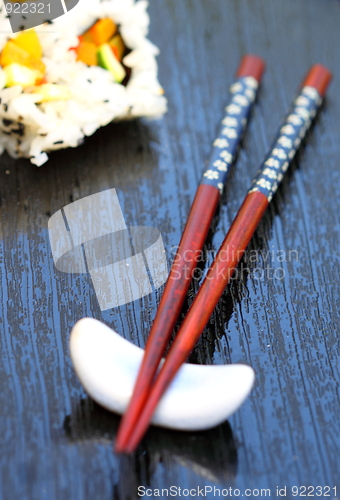 Image of chopsticks sushi