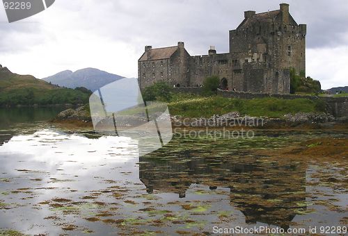 Image of Eilean Donan Castle reflected in the water