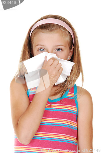 Image of Young girl sneezing.