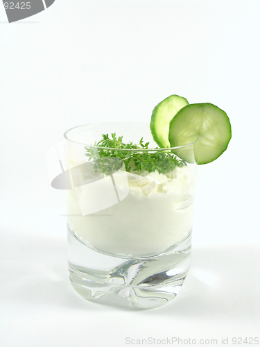 Image of yogurt with cucumber and watercress