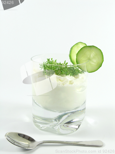 Image of yogurt with cucumber and watercress