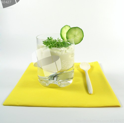 Image of yogurt with cucumber and watercress