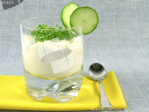 Image of yogurt with cucumber and watercress