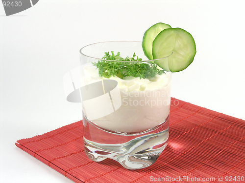 Image of yogurt with cucumber and watercress