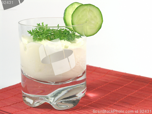 Image of yogurt with cucumber and watercress