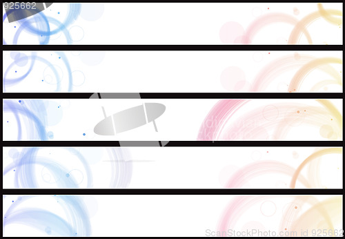 Image of Abstract colorful circles web banners. Size 728x90 px
