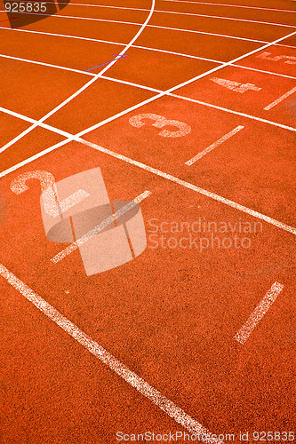 Image of ace track lanes curve detail for background sports concepts 