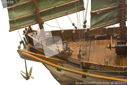 Image of model of a sail ship isolated on white background 