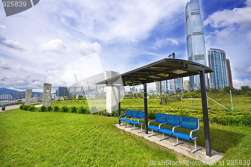 Image of chair in the park in the city