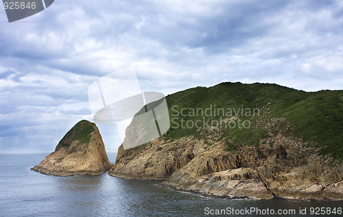 Image of Sea harbor with blue water and blue sky with clouds 