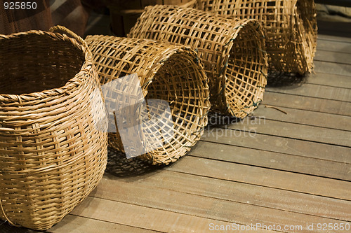 Image of baskets on wood floor