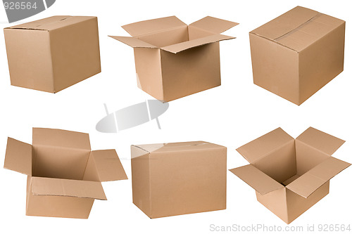 Image of Opened and closed cardboard box
