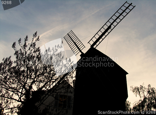 Image of Silhouette of old windmill