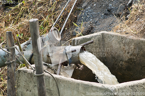 Image of Detail of simple irrigation pump at rural area