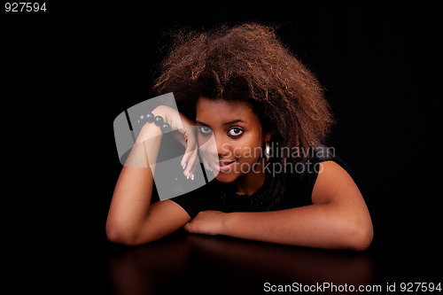 Image of beautiful black  woman, smiling