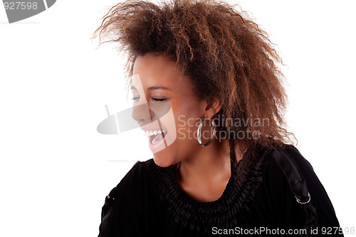 Image of beautiful black  woman, smiling