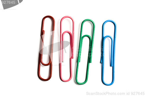 Image of Four multicolored paperclips