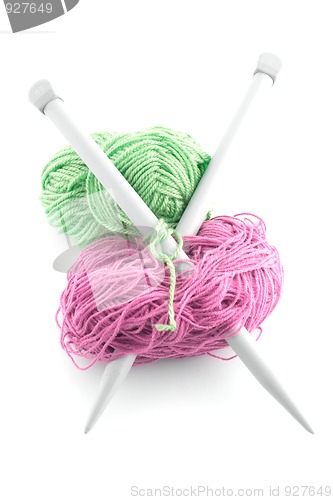 Image of Green and pink  knitting wool