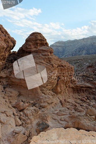 Image of Rocky desert landscape at sunset