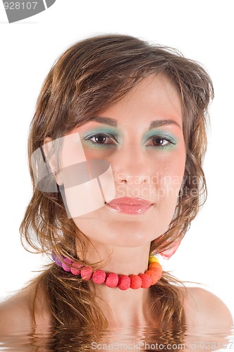 Image of Young beautiful brunette woman
