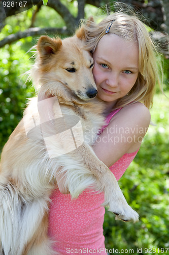 Image of Girl with pet dog