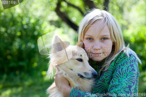 Image of Girl with pet dog