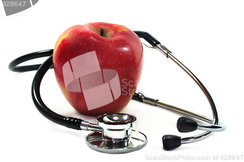 Image of Stethoscope with apple