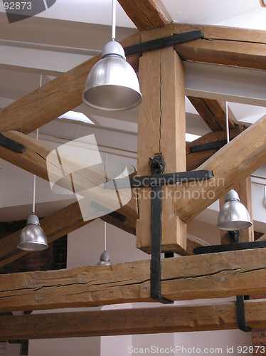 Image of Lamps and roof timbers