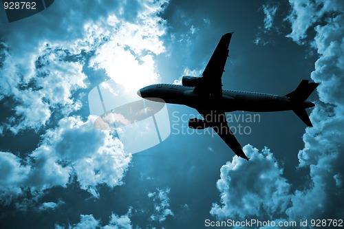 Image of  airplane and cloud