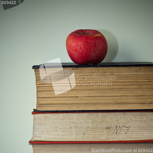 Image of book and apple