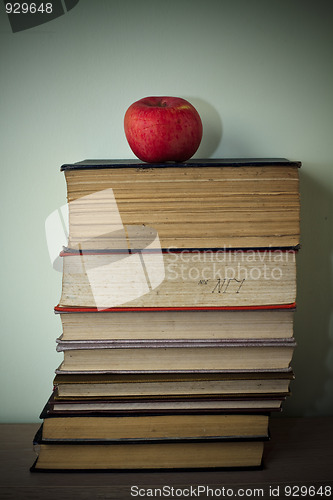 Image of book and apple