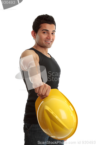 Image of Friendly cosntruction worker builder