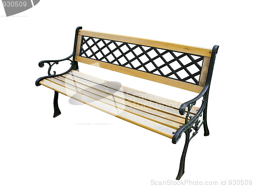 Image of Old garden bench on white