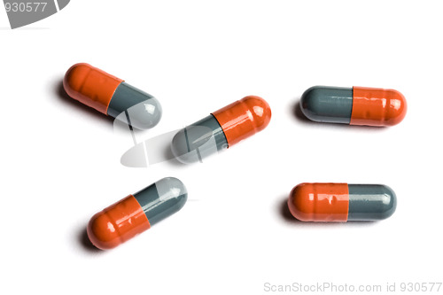 Image of capsules isolated on white background 