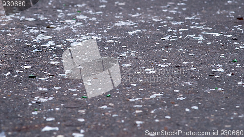 Image of Shards of glass on the road