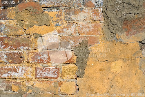 Image of Old plaster on brick wall