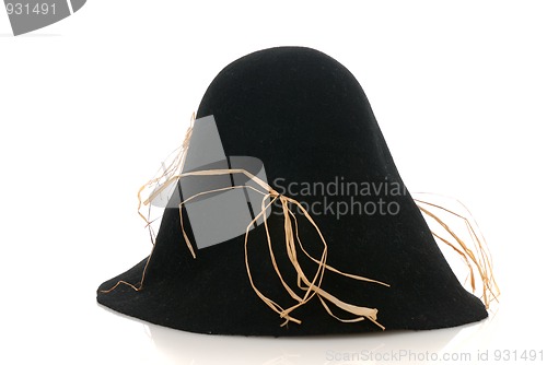 Image of Scarecrow black felt hat with some straw