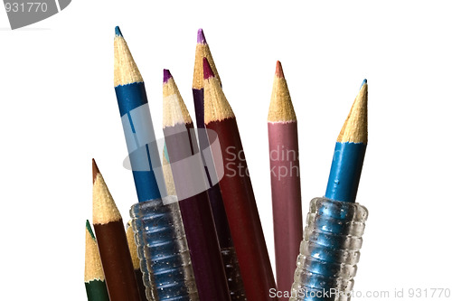 Image of colorful pencils on focus