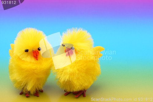 Image of Easter chickens on colorful background