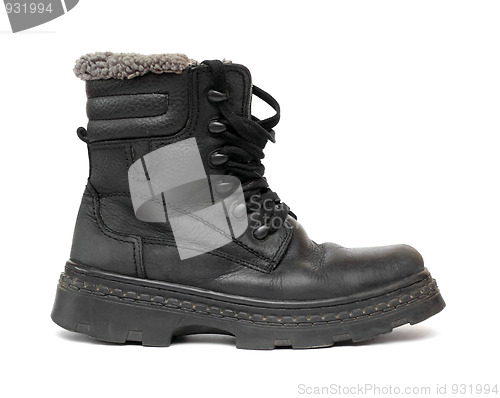 Image of black leather winter shoe