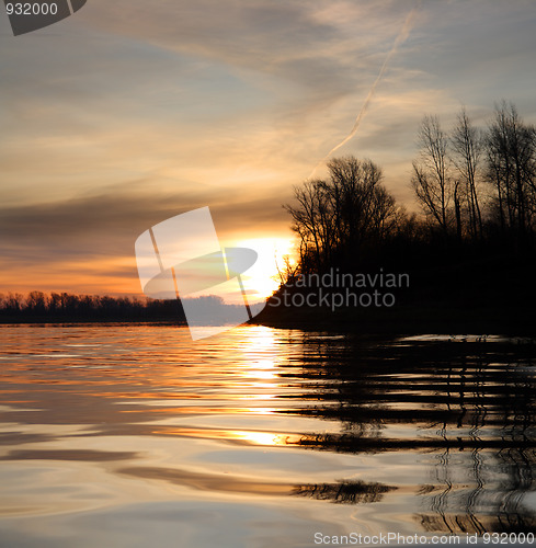 Image of river landscape with sunset