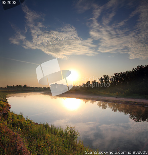 Image of river landscape with sunrise