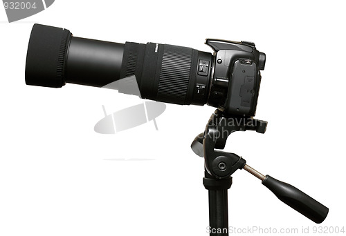 Image of camera with telephoto zoom lens