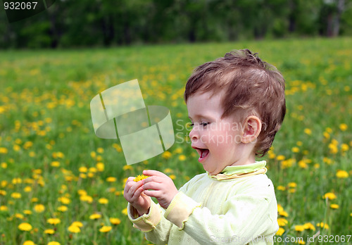 Image of baby girl on meadow