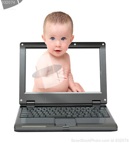 Image of laptop with cute baby on screen