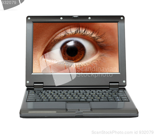 Image of small laptop with eye on screen